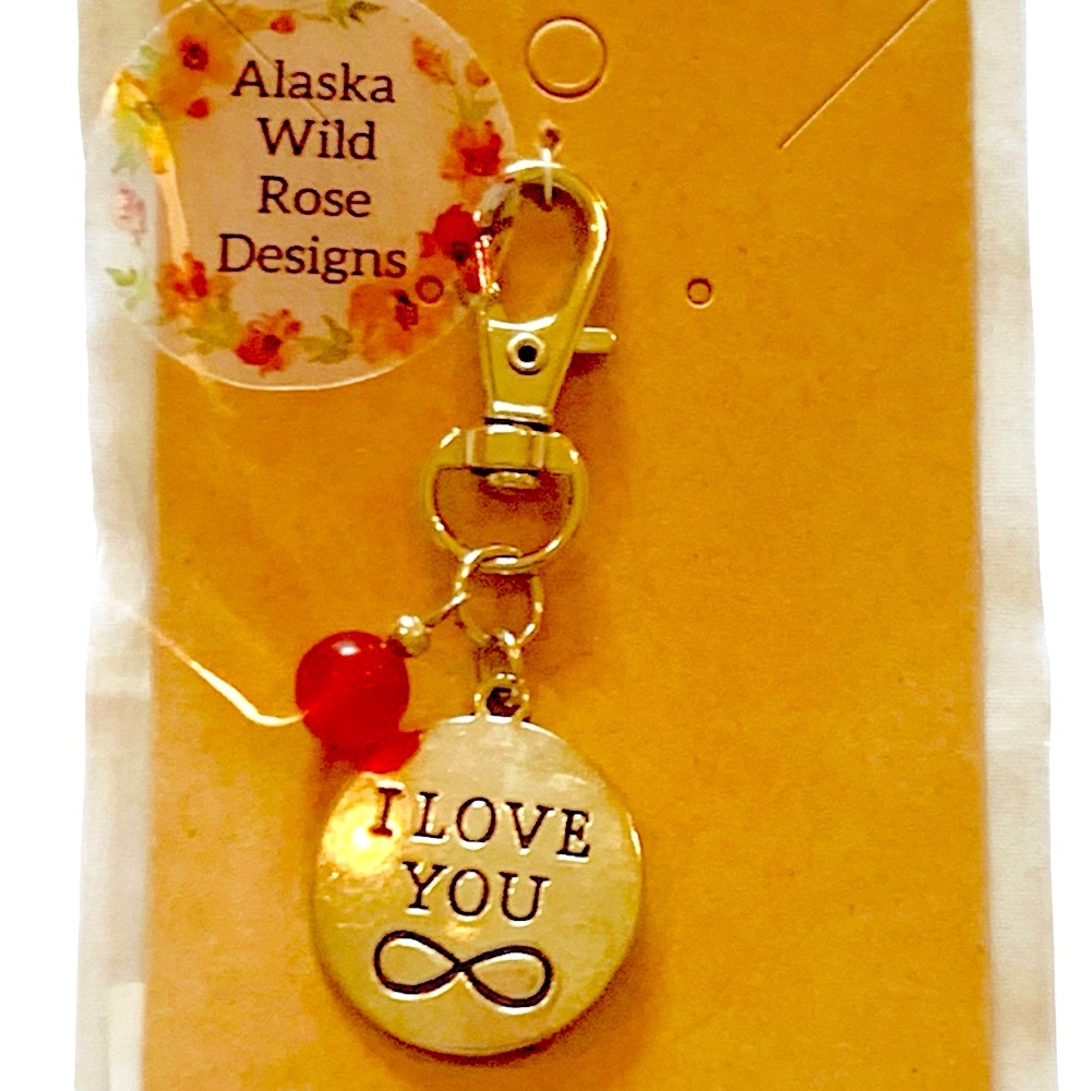 Silver I Love You Red Jasper accent Backpack, Bag, Keychain Charm NWT Valentine - Picture 1 of 2